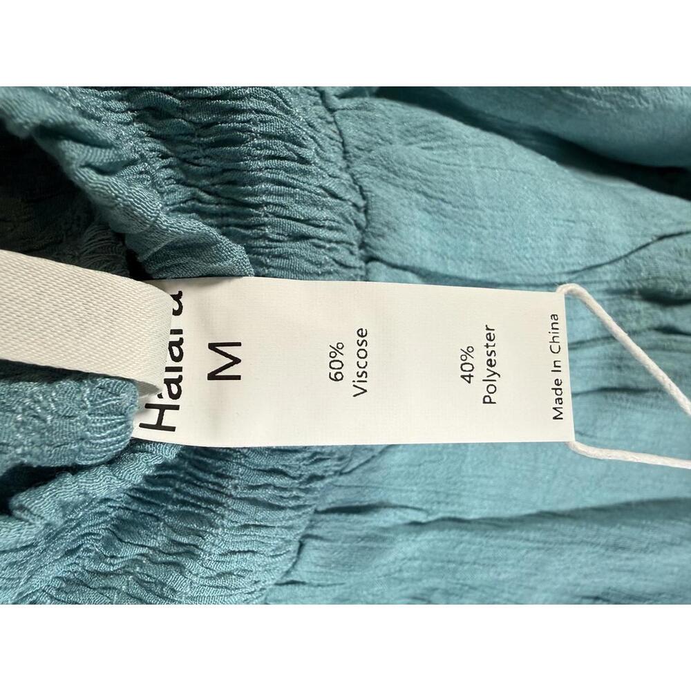 NWT Halara Women’s Smocked Waist Tiered Ruffle Mini Skirt Teal Size Medium - Picture 4 of 5